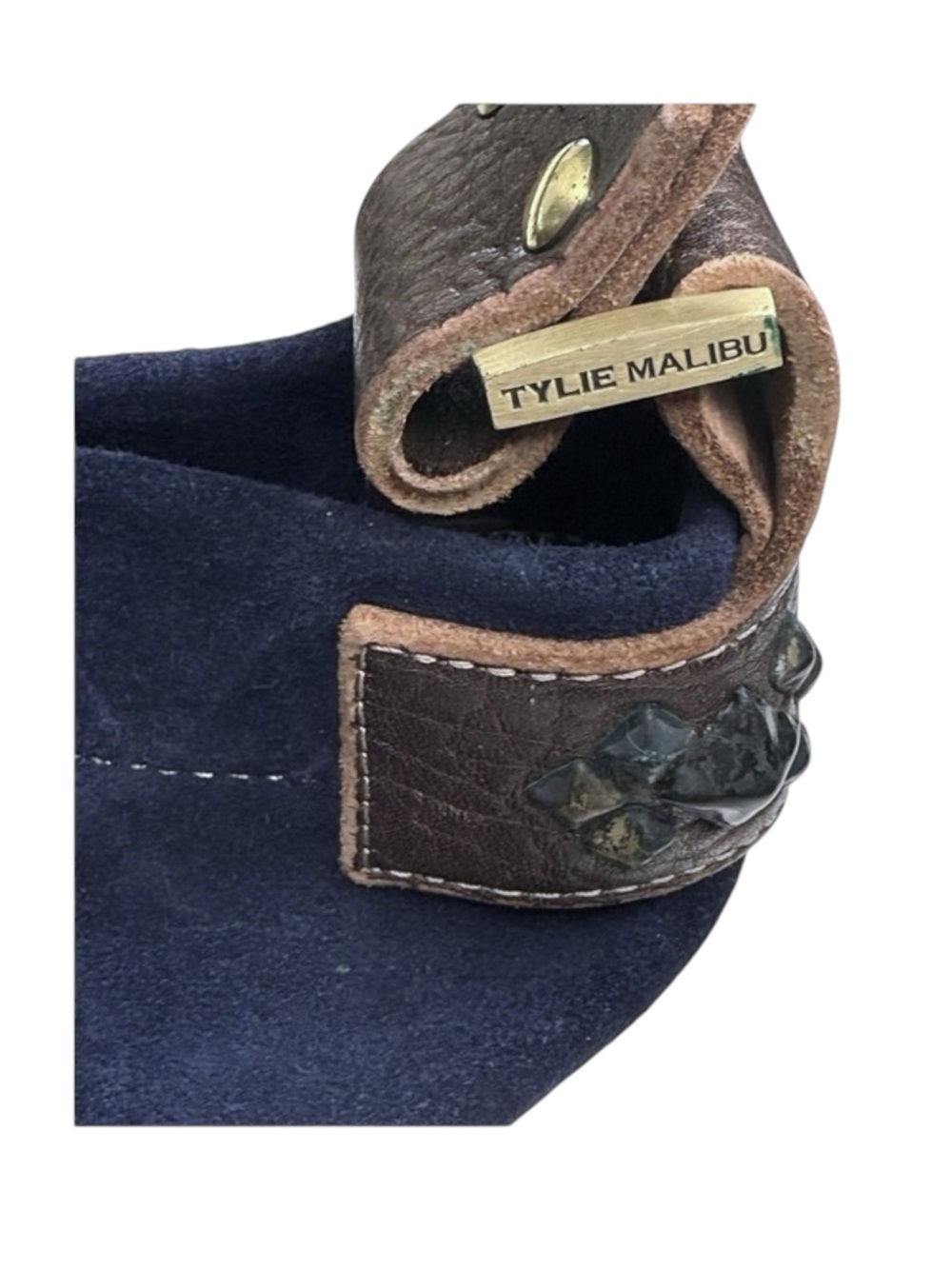 Limited Edition: Tylie ᪣ Y2K Utility Suede Hobo Bag ᪣ Pyramid Stud Strap ᪣ Blue - Picture 4 of 16